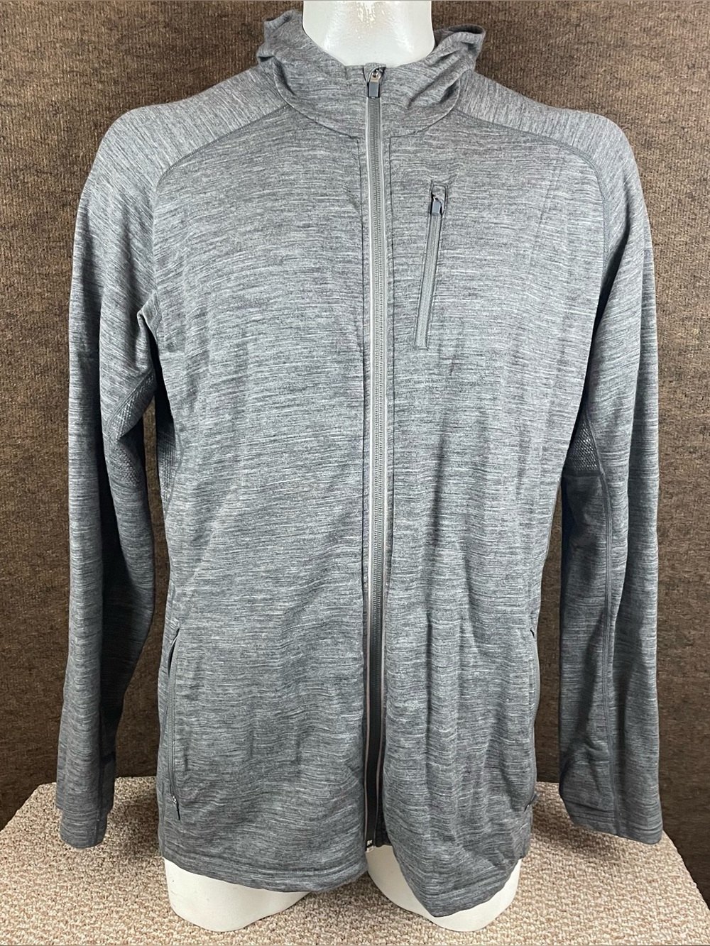 Icebreaker GT Merino Wool Hoodie Mens XXL Gray Full Zip Pockets Hiking Gorp 17
